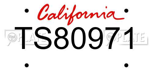TS80971 California License Plate