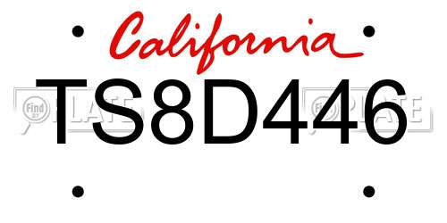 TS8D446 California License Plate