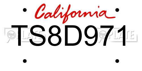 TS8D971 California License Plate