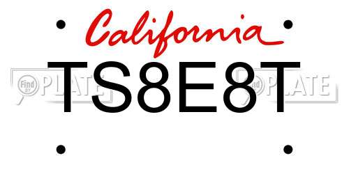 TS8E8T California License Plate