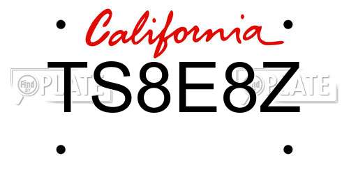 TS8E8Z California License Plate