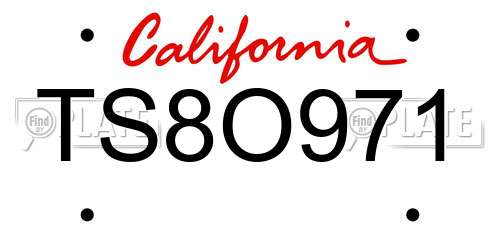 TS8O971 California License Plate
