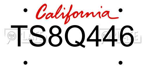 TS8Q446 California License Plate