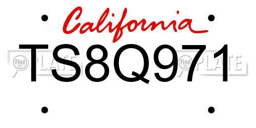 TS8Q971 California License Plate
