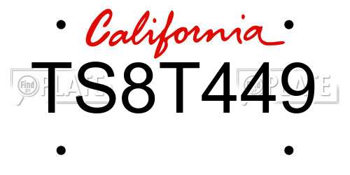 TS8T449 California License Plate