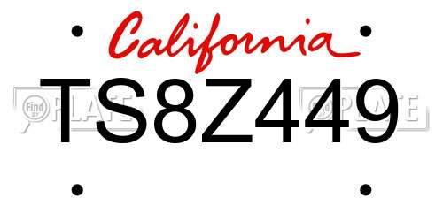 TS8Z449 California License Plate