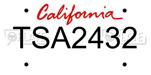 TSA2432 California License Plate