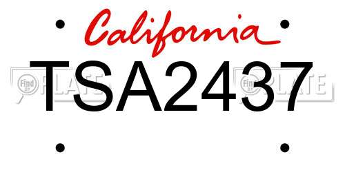 TSA2437 California License Plate