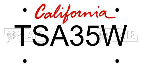 TSA35W California License Plate