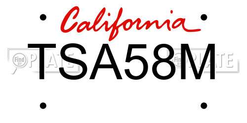 TSA58M California License Plate