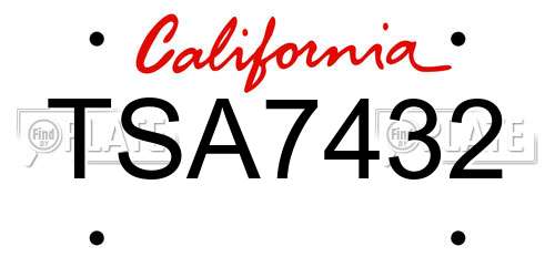 TSA7432 California License Plate