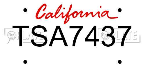 TSA7437 California License Plate