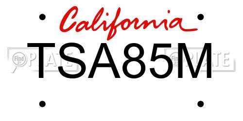 TSA85M California License Plate
