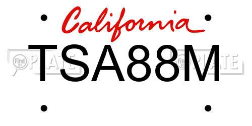 TSA88M California License Plate