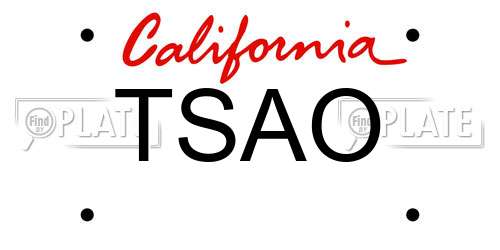 TSAO California License Plate