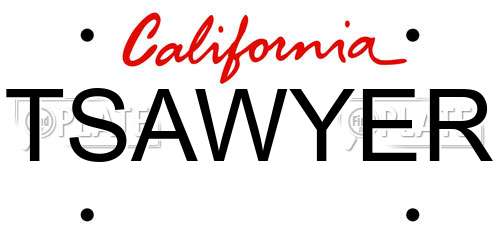 TSAWYER California License Plate