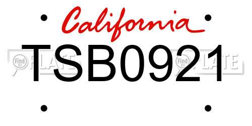 TSB0921 California License Plate