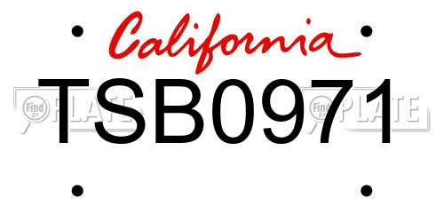 TSB0971 California License Plate