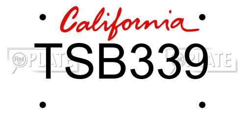 TSB339 California License Plate