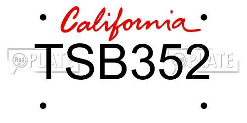 TSB352 California License Plate