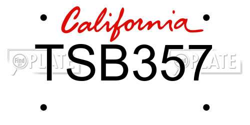 TSB357 California License Plate
