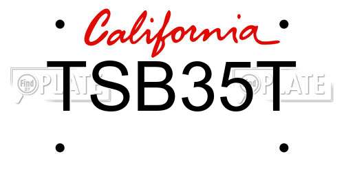 TSB35T California License Plate