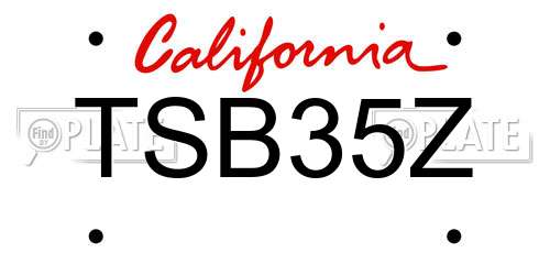 TSB35Z California License Plate