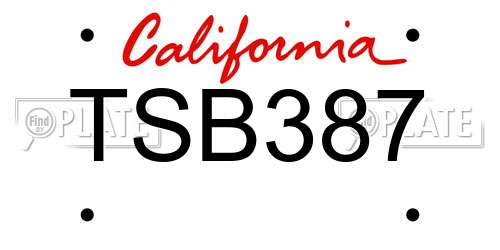 TSB387 California License Plate