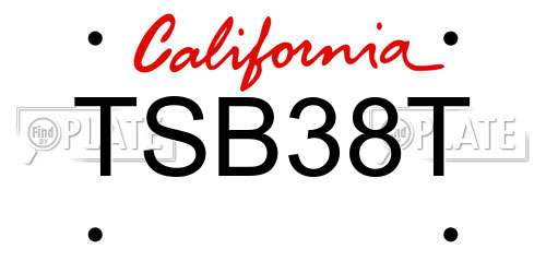 TSB38T California License Plate