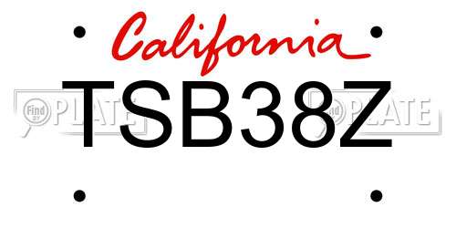 TSB38Z California License Plate
