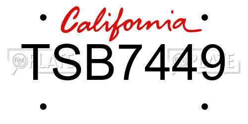 TSB7449 California License Plate