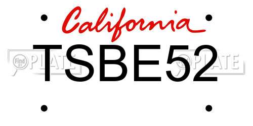 TSBE52 California License Plate