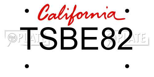 TSBE82 California License Plate
