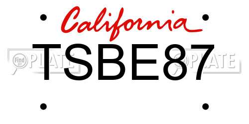 TSBE87 California License Plate