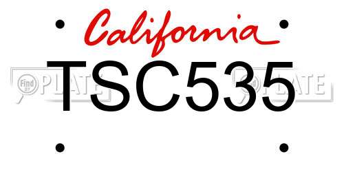TSC535 California License Plate