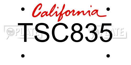 TSC835 California License Plate