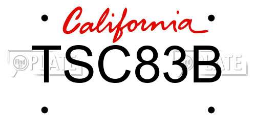 TSC83B California License Plate