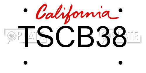 TSCB38 California License Plate