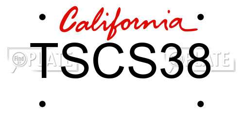 TSCS38 California License Plate