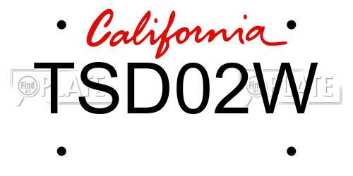 TSD02W California License Plate