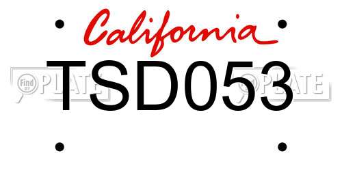 TSD053 California License Plate