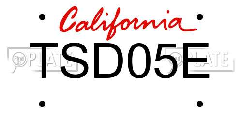 TSD05E California License Plate
