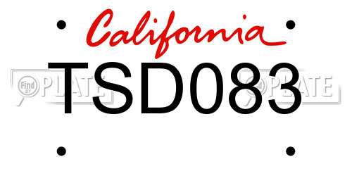 TSD083 California License Plate