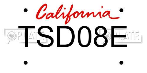 TSD08E California License Plate