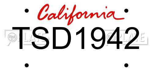 TSD1942 California License Plate