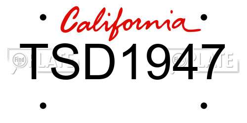 TSD1947 California License Plate