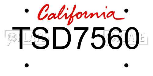 TSD7560 California License Plate