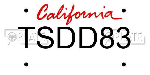 TSDD83 California License Plate