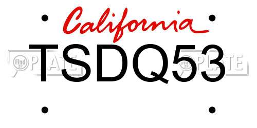 TSDQ53 California License Plate