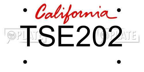 TSE202 California License Plate
